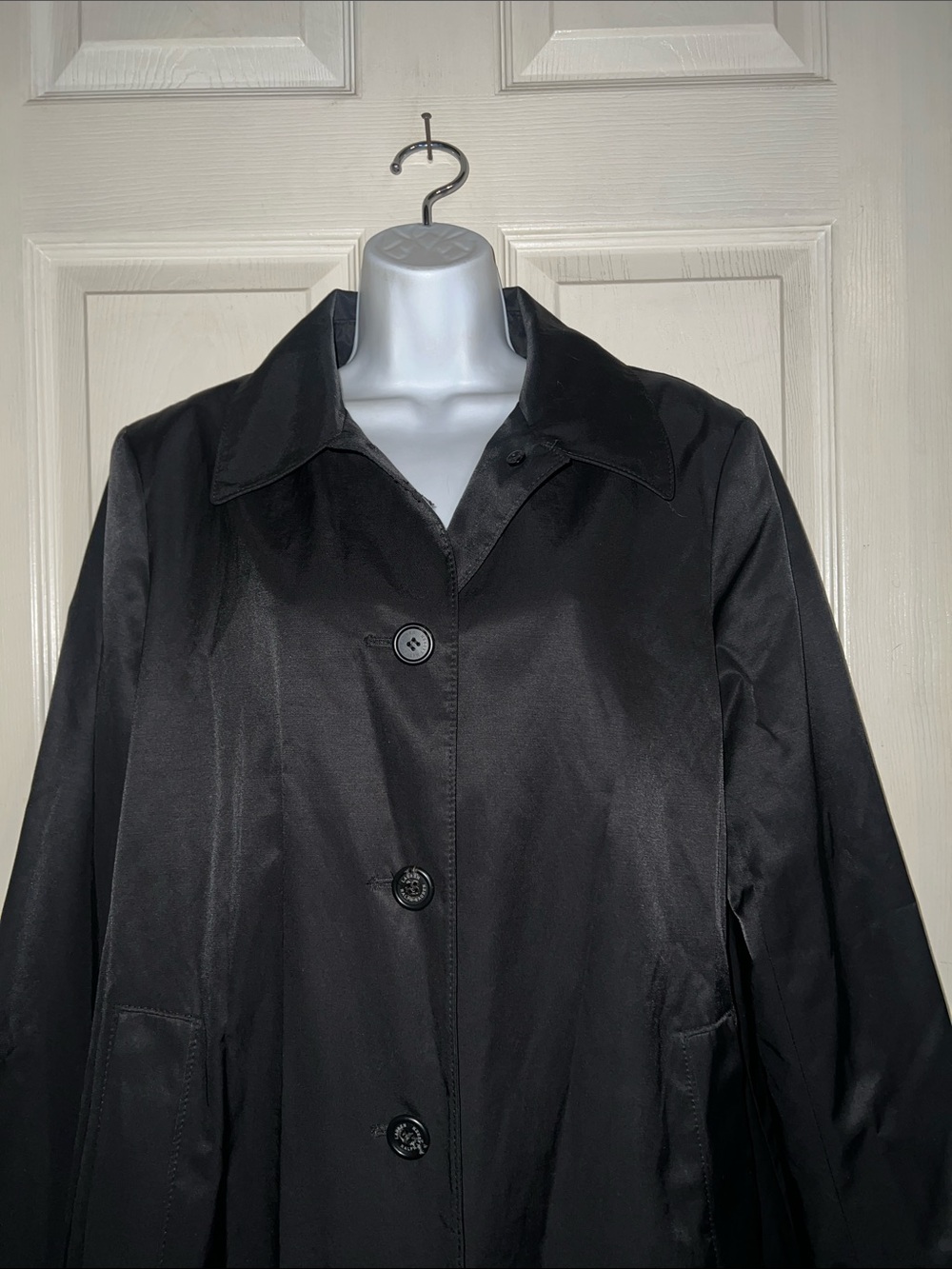 Ralph Lauren Black Trench Coat SZ XL - Picture 3 of 5